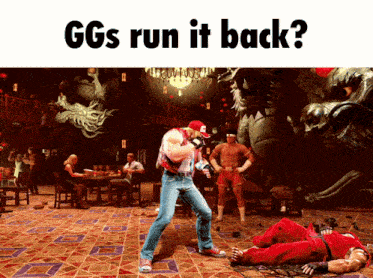 a video game scene with a caption that says " ggs run it back " on it