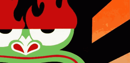 a close up of a cartoon character with a red headband