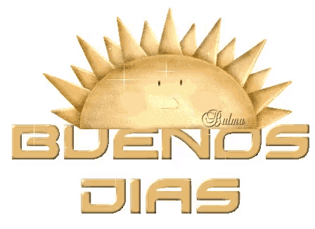 a picture of a sun with the words buenos dias written below it
