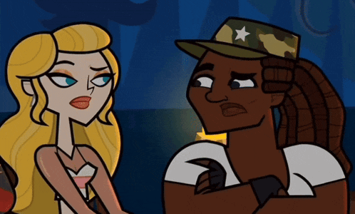 a cartoon drawing of two women one of whom is wearing a military hat with a star on it