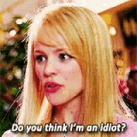 a woman in a pink shirt is talking to someone and says `` do you think i 'm an idiot ? ''