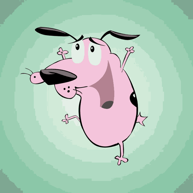 courage the cowardly dog from the cartoon courage the cowardly dog is shown on a green background