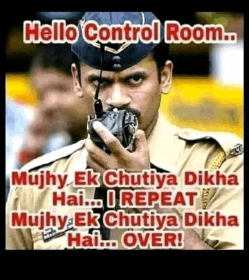 a police officer is holding a walkie talkie in his hand and says hello control room
