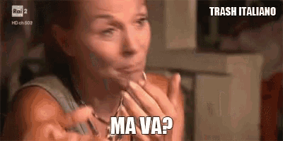 a woman is making a funny face and says " ma va "