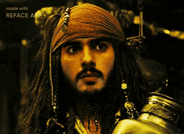 jack sparrow from pirates of the caribbean is shown with the reface app