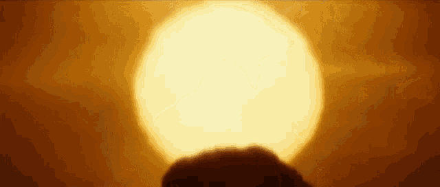a close up of a person standing in front of a large sun .