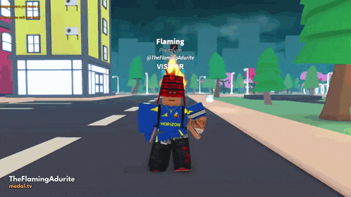 a person in a video game with flaming on their head