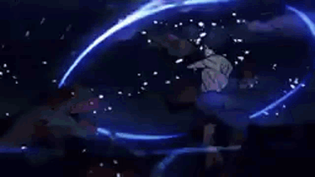 a shark is swimming in a tank of water with a beam of light coming out of it .
