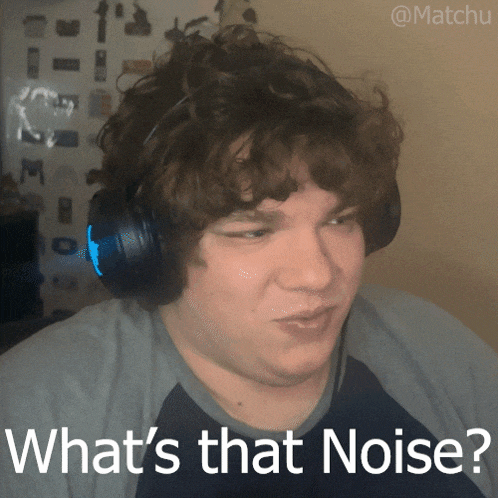a man wearing headphones with the caption " what 's that noise "