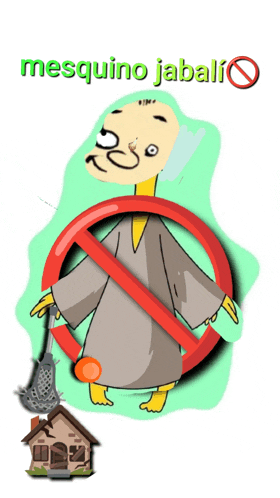 a cartoon drawing of mesquino jabali with a no sign