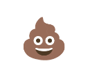 a brown poop emoji with a smiling face on it .