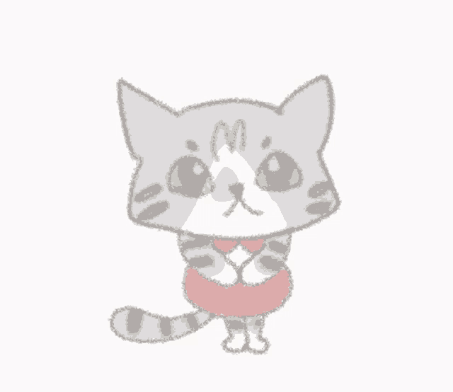 a drawing of a cat with the words obrigado written on the bottom
