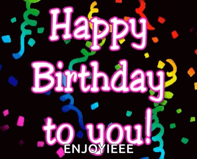 a happy birthday to you greeting card with confetti and streamers .