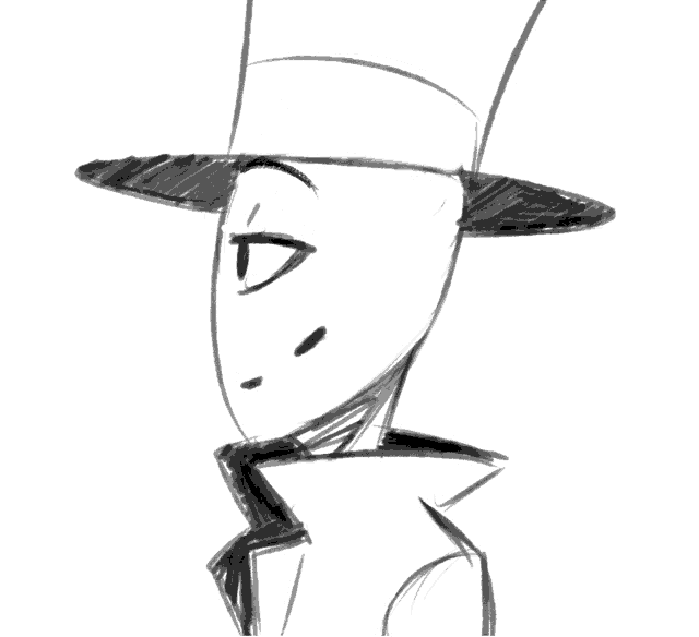 a drawing of a man wearing a top hat