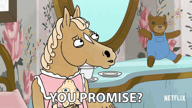 a cartoon of a horse saying you promise