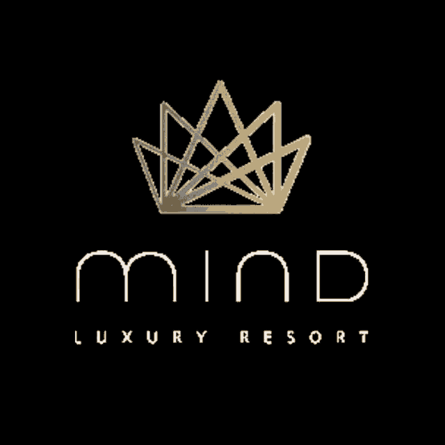 a logo for mind luxury resort with a crown
