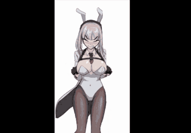 a cartoon drawing of a girl in a bunny outfit
