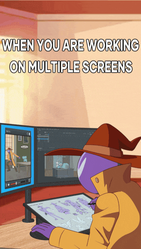 when you are working on multiple screens a cartoon of a wizard is shown
