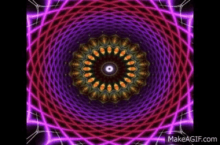 a computer generated image of a purple and orange kaleidoscope .