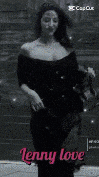 a black and white photo of a woman with the caption " lenny love " on the bottom