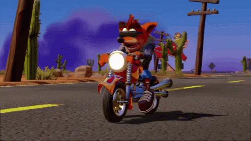 Crash Bandicoot Cool GIF - Crash Bandicoot Cool Motorcycle GIFs