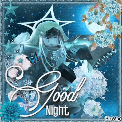 a picture that says good night with a robot