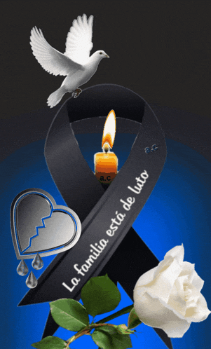 a black ribbon with the words la familia esta de luto written on it