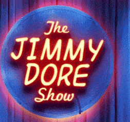 a neon sign that says the jimmy dore show on it
