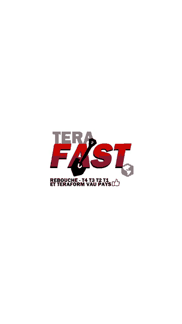 a white background with a red and purple logo for tera fast