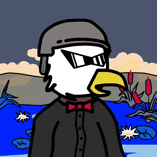 a cartoon eagle wearing a helmet and sunglasses