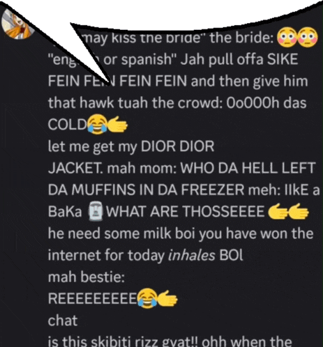 a speech bubble that says may kiss the bride on it