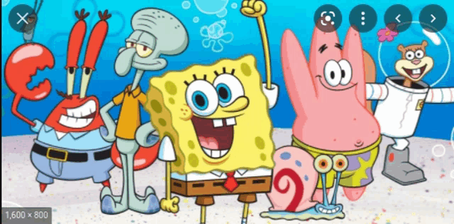 a group of cartoon characters including spongebob patrick and squidward