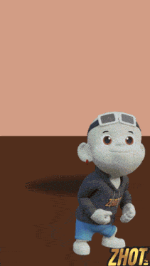 a cartoon character with a hoodie that says ' zhout ' on it