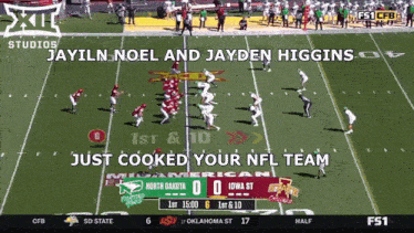 a football game is being played between north dakota and iowa st