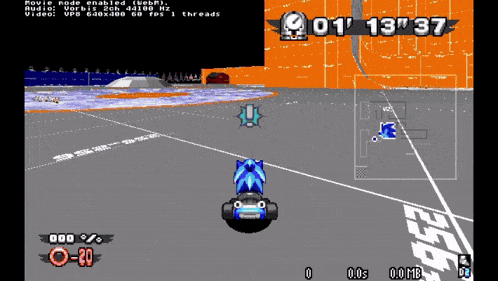 a screenshot of a video game with a blue car and a time of 13:37