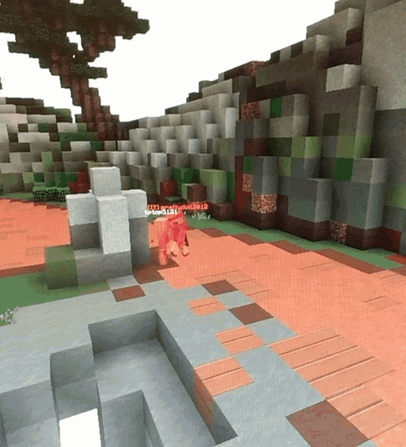 a screenshot of a minecraft game shows a lion and a tree with the name m12 written on the bottom