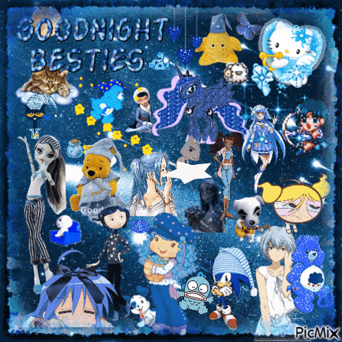 a collage of images with the words goodnight besties