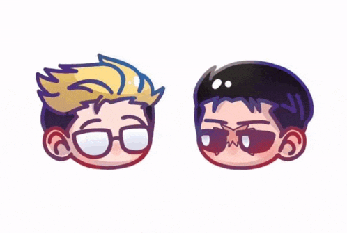a cartoon drawing of a man with glasses and sunglasses stretching another man 's arm