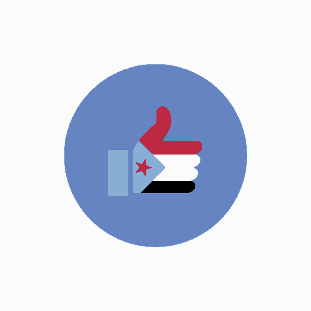a thumbs up with a flag on it