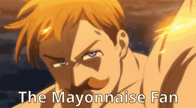 a picture of a man with a mustache and the words " the mayonnaise fan " below him
