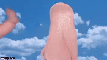 a naked woman is sitting on a rock in front of a blue sky .