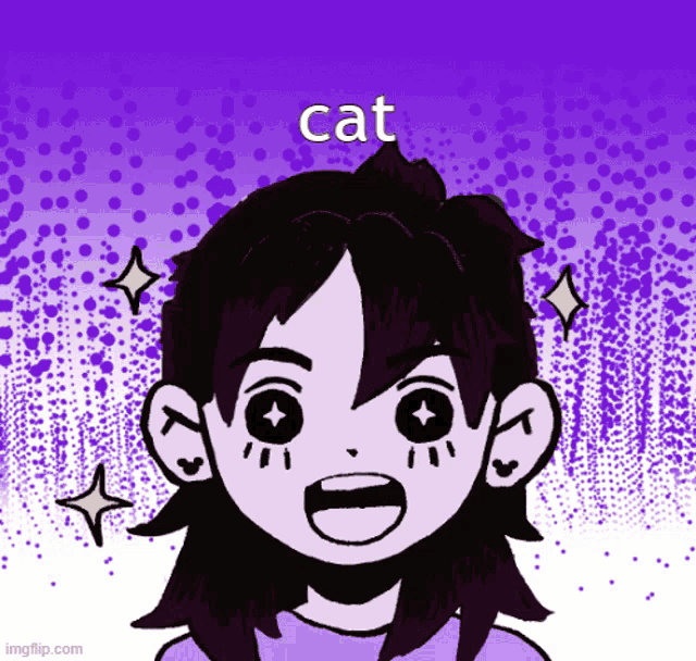 a cartoon drawing of a girl with the word cat on top of her head
