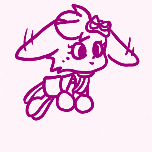 a drawing of a rabbit with a bow on her head