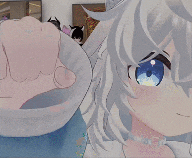 a close up of a cartoon character with white hair
