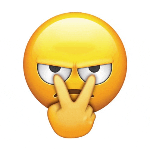 an angry smiley face with a hand covering its nose