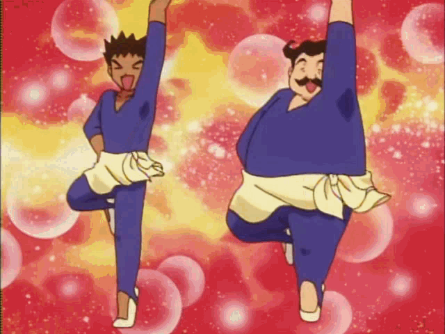 a man with a mustache is jumping in the air with his hands in the air