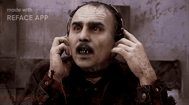a man wearing headphones is being made with the reface app