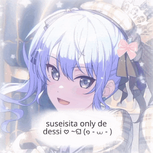 a picture of a girl with the words suseisita only de dessi written below it