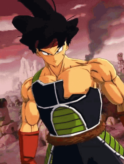 a drawing of bardock from dragon ball z standing in a desert