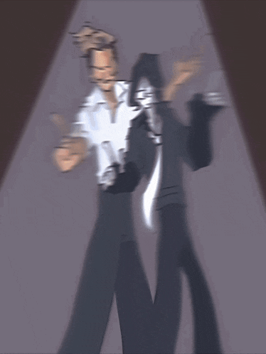 a blurry drawing of a man holding another man